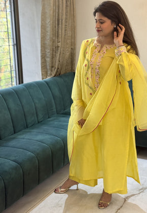Sunlit Bloom - Yellow Embroidered Kurta Set