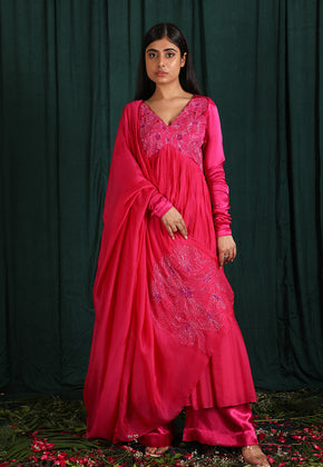 KIMAYA- PINK EMBROIDERED ANARKALI SET