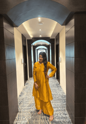 Mustard Yellow Handwoven Chanderi Kurta Set