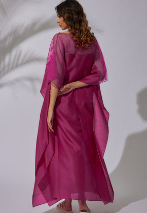 RAELYN- FUSCHIA PINK PURE CHANDERI EMBROIDERED KAFTAN