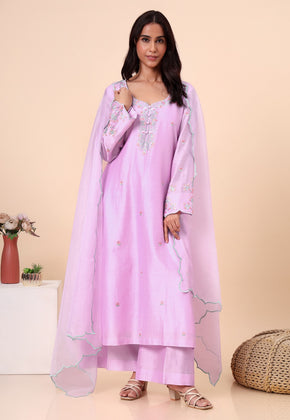 Baby Pink Handwoven chanderi Kurta Set